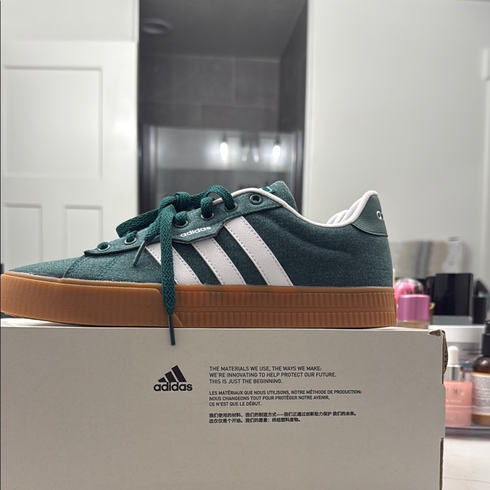 Adidas Green Sneakers with White Stripes